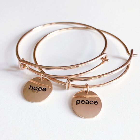 Gold Engraved Bangles With Charms - Picture 3 of 7